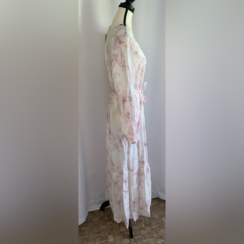 H&M maxi TIE-BELT floral summer DRESS WITH BUTTONS size small NWT - Picture 7 of 14